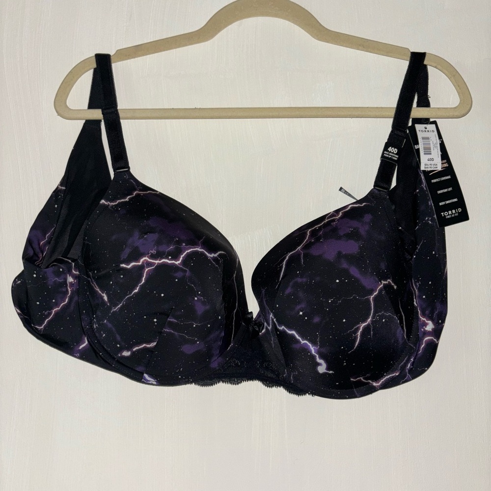 Black and Purple Lightning Bra